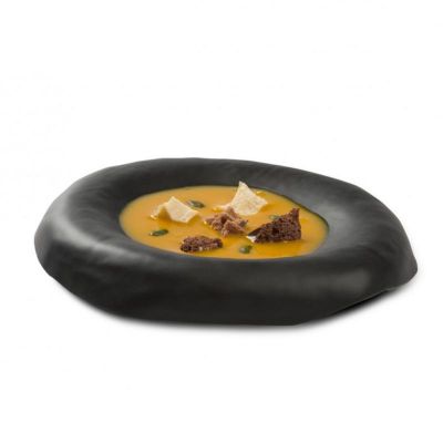 100% Chef Lava Opal Cam Derin Sunum Tabağı, 22 cm, Siyah