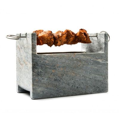100% Chef - 100% Chef Mermer Barbekü Izgara, Kömürlü, 20x13x15 cm