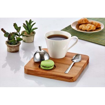 Biradlı - Biradlı Ahşap Kare Nescafe Seti 17,5x17,5x2 cm
