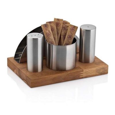 Biradlı - Biradlı Tuzluk Takımı, Ahşap Standlı, 4'lü