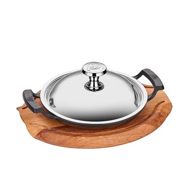 Altınbaşak - Altınbaşak Döküm Demir Kavurma Sacı+Nihale ve Kapak, 20 cm