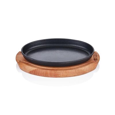 Altınbaşak - Altınbaşak Döküm Demir Oval Fajita Tavası+Nihale, 23x14 cm