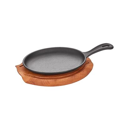Altınbaşak - Altınbaşak Döküm Demir Oval Saplı Fajita Tavası+Nihale, 24x17 cm