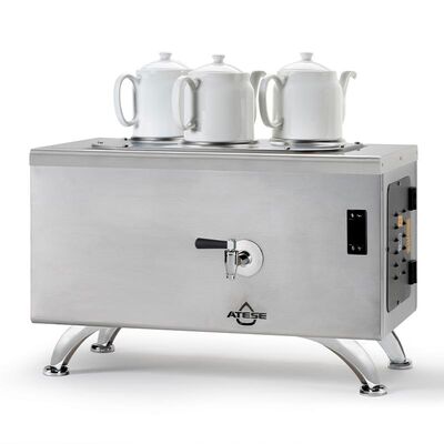 Ateşe Efes Dijital 3 Demlikli Çay Kazanı, Elektrikli, Inox