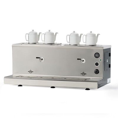 Ateşe Sümela Analog 4 Demlikli Çay Kazanı, Gaz+Elektrikli, Inox