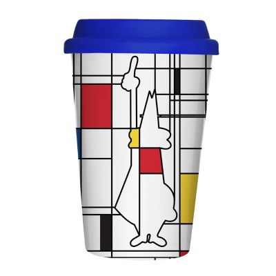 Bialetti Mondrian Take Away Kapaklı Porselen Mug