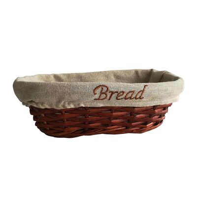 Biradlı - Biradlı Bezli Oval Ekmek Sepeti, 25x12x8 cm