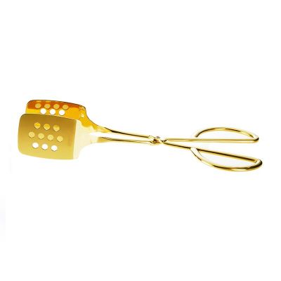Biradlı - Biradlı Makas Servis Maşası, Delikli, 26 cm, Altın