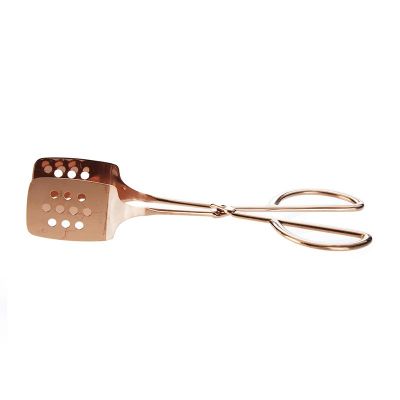 Biradlı - Biradlı Makas Servis Maşası, Delikli, 26 cm, Bakır