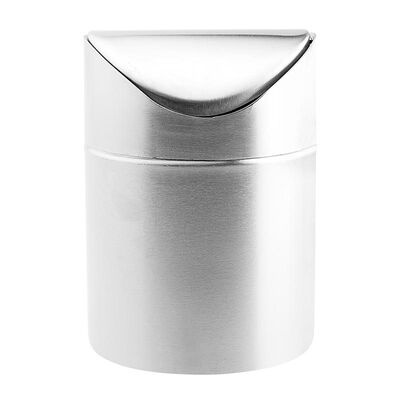 Biradlı - Biradlı Masastü Çöp Kovası, 12x7 cm, Gri