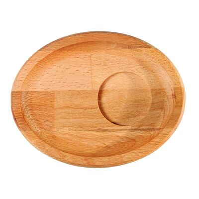 Biradlı - Biradlı Oval Kahve Sunum Altlığı, Ahşap