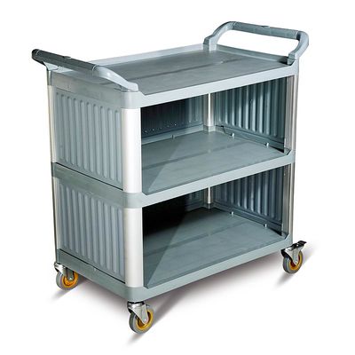 Biradlı - Biradlı Plastik Servis Arabası, Etfafı Kapalı, 520x960x1070 mm, Gri