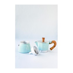 Black Goat Moka Pot, 3 Cup, Turkuaz - Thumbnail