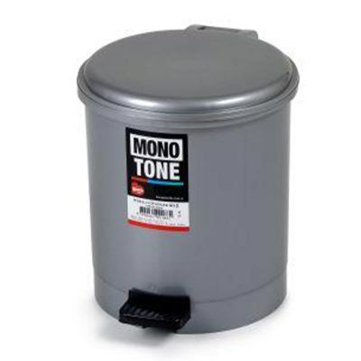 Bora Plastik Pedallı Çöp Kovası, No: 1, 6 L, Gri