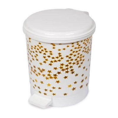 Bora Plastik Pedallı Çöp Kovası, No: 1, 6 L, Yıldız Desenli