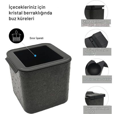 Cafemarkt 4 Hazneli Küre Buz Yapma Kalıbı, Siyah