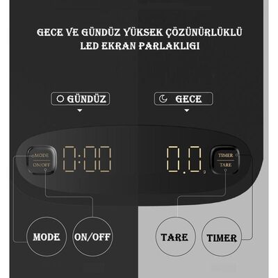 Escobarista Dijital Hassas Tartı, Led Ekranlı, Demleme Profilli