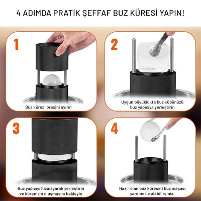 Cafemarkt Küre Buz Yapıcı Set, Siyah