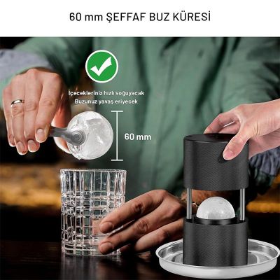 Cafemarkt Küre Buz Yapıcı Set, Siyah