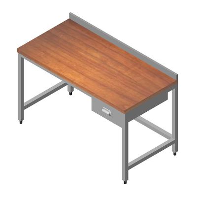 Öztiryakiler - Öztiryakiler Çalışma Tezgahı, Ahşap Tabla, Tek Çekmece, 120x60 cm
