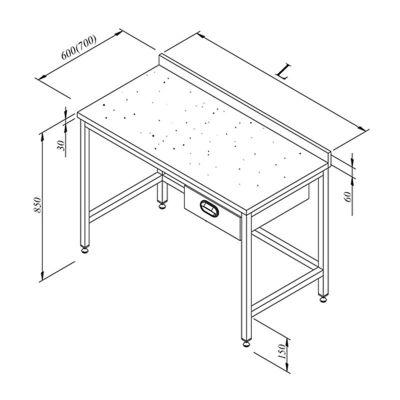 Öztiryakiler - Öztiryakiler Çalışma Tezgahı Mermer Tabla Tek Çekmece 190x70
