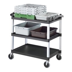 Cambro KD Servis Arabası, Çevresi Açık, Büyük, Gri - Thumbnail