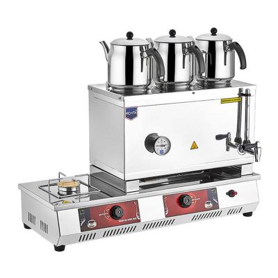 Remta - Remta 55 Model Kahveci Takımlı Çay Kazanı, 3 Demlikli, Termik Tabanlı, 55 L, Doğalgazlı