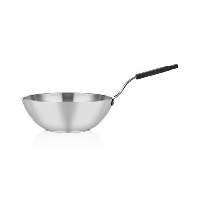 Altınbaşak İndüksiyon Çelik Wok Tava, 30 cm, Siyah Saplı