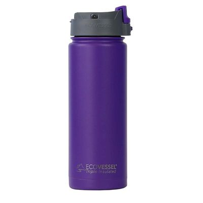 EcoVessel - Ecovessel Perk Termos, Paslanmaz Çelik, 20 oz, 600 ml, Mor