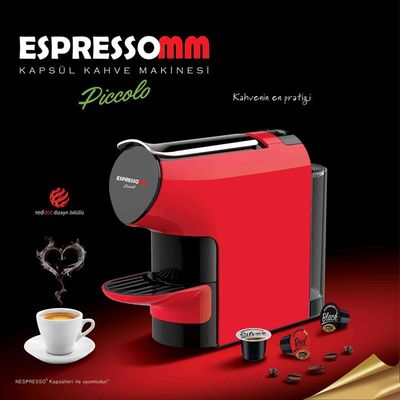Espressomm Piccolo Kapsül Kahve Makinesi, Nespresso Uyumlu, Kırmızı