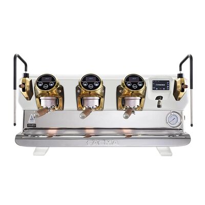 Faema E71E Full Otomatik Espresso Kahve Makinesi, 3 Gruplu, Beyaz-Gold-Ahşap