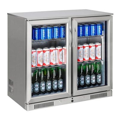GTech - GTech SC-218F-S Bar Arkası Şişe Soğutucu Dolap, 2 Kapılı, Paslanmaz Çelik Kasa, 218 L