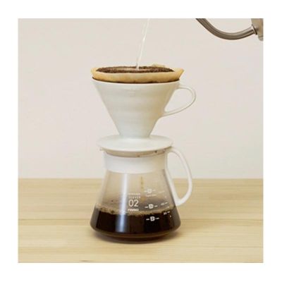 Hario - Hario V60 02 Kahve Demleme Seti, Seramik, Beyaz (1)