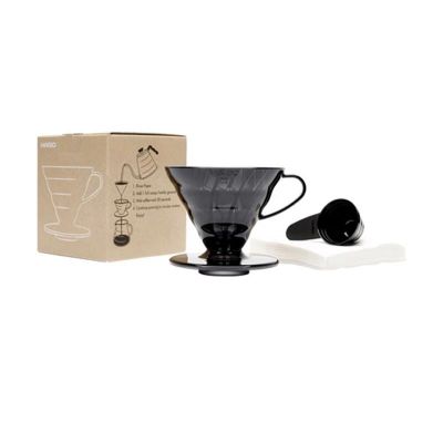 Hario - Hario V60 02 Plastik Dripper ve 40'lı Filtre Kağıdı Seti, Siyah
