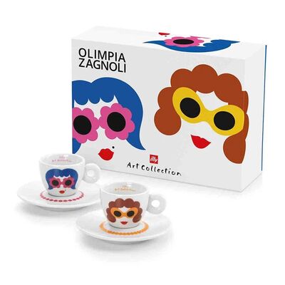 illy Art Collection 2019 Olimpia Zagnoli Espresso 2’li Fincan Takımı, 60 cc