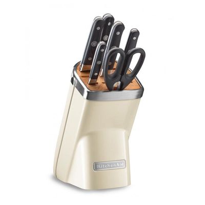 KitchenAid - KitchenAid Bıçak Seti, Bloklu, 7 Parça, Badem Ezmesi