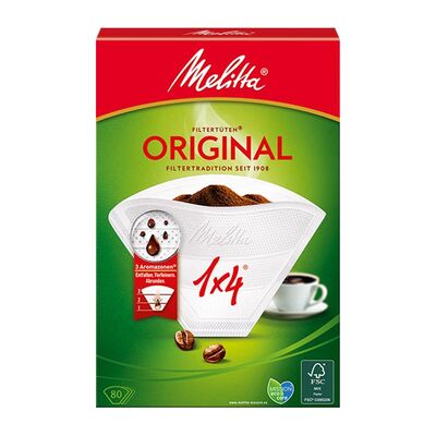 Melitta 1x4 Original Kahve Filtre Kağıdı, Beyaz