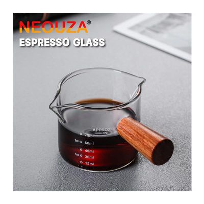 Neouza Ahşap Saplı Ölçülü Cam Kahve Server, 75 ml