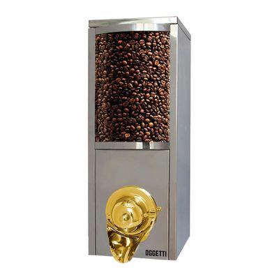 Oggetti Kahve Silosu, Paslanmaz, Kapasite 5 kg, 20x25x60 cm, Gold Musluk, Krom