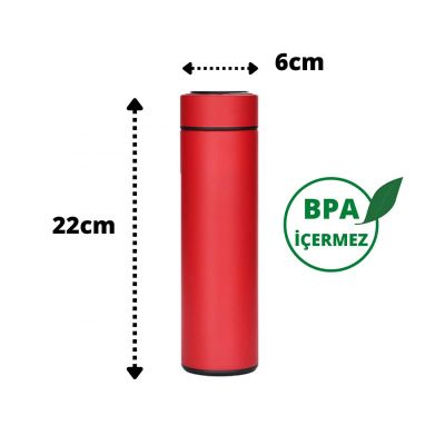 Ozdusk Paslanmaz Çelik Kompakt Termos, 500 ml, Kırmızı