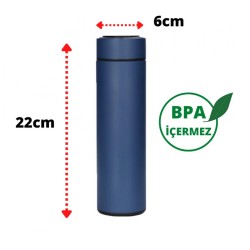 Ozdusk Paslanmaz Çelik Kompakt Termos, 500 ml, Lacivert - Thumbnail