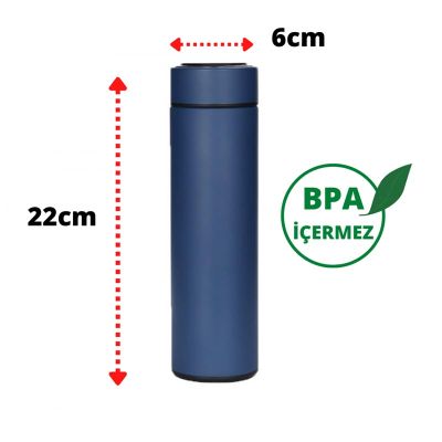 Ozdusk Paslanmaz Çelik Kompakt Termos, 500 ml, Lacivert
