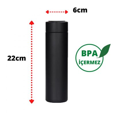 Ozdusk Paslanmaz Çelik Kompakt Termos, 500 ml, Siyah
