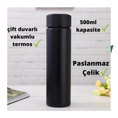 Ozdusk Paslanmaz Çelik Kompakt Termos, 500 ml, Siyah