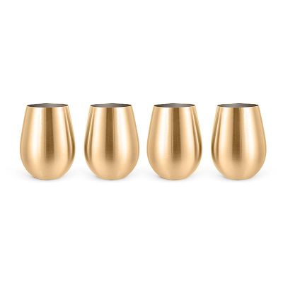 Ozdusk Paslanmaz Çelik Şarap Kadehi, 530 ml, 4 Adet, Altın