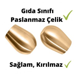 Ozdusk Paslanmaz Çelik Şarap Kadehi, 530 ml, 4 Adet, Altın - Thumbnail