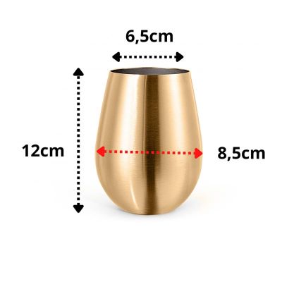 Ozdusk Paslanmaz Çelik Şarap Kadehi, 530 ml, 4 Adet, Altın