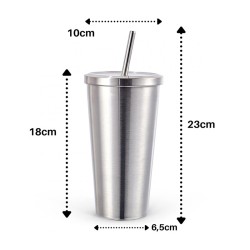 Ozdusk Paslanmaz Pipetli Termos Matara, 500 ml, Gri - Thumbnail