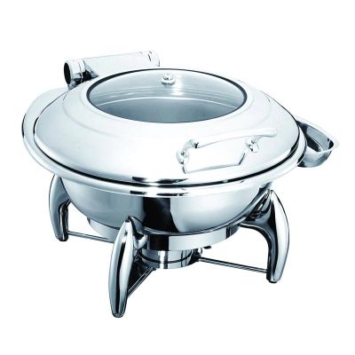 Öztiryakiler - Öztiryakiler Chafing Dish, Yuvarlak, Ayaklı, Cam Kapaklı, 6 L