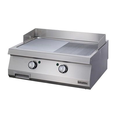 Öztiryakiler - Öztiryakiler OGE 8070 1/2 N C Grill Plate, Yarı Oluklu, Elektrikli, 80x70 cm, Krom